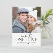 Foto Verloving kondiging Twee harten één liefde Aankondiging (Staand voorkant)