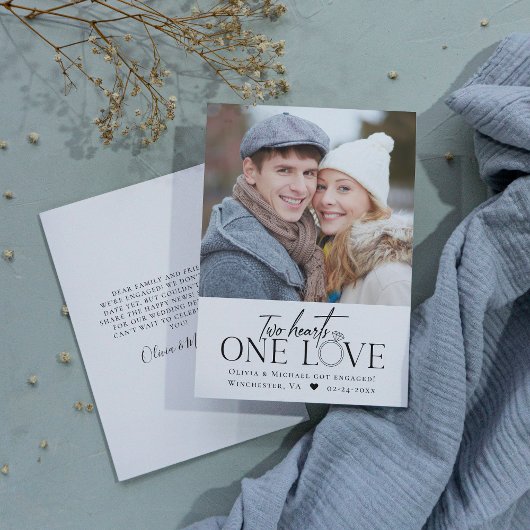 Foto Verloving kondiging Twee harten één liefde Aankondiging