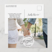 Foto Verloving Ronde Logo Script, Verloving Aankondigingskaart (Voorkant / Achterkant)