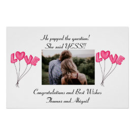 Foto Verloving Roze Love Balloons Perfect Poster