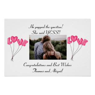 Foto Verloving Roze Love Balloons Perfect Poster