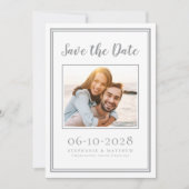 Foto Verloving Weddenschap Simple Grey White Save The Date (Voorkant)