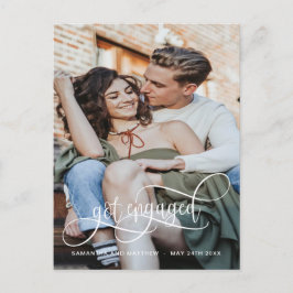 Foto, Verloving, Witte Calligrafie Verloving Aankondigingskaart