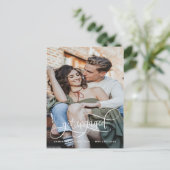 Foto, Verloving, Witte Calligrafie Verlovings- Aankondigingskaart (Staand voorkant)