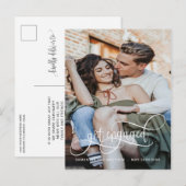 Foto, Verloving, Witte Calligrafie Verlovingsfeest Aankondigingskaart (Voorkant / Achterkant)