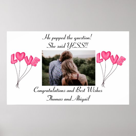 Foto-verlovings poster Roze Liefdesballonnen (Voorkant)