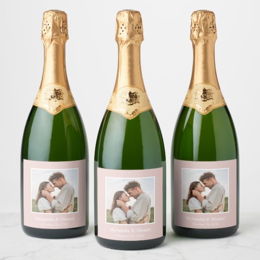 Foto Verlovingsfeest Blush Roze Sparkling Wijnetiket (Flessen)