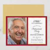 Foto Verrassing Pensioen Partij | Rood en Goud Kaart (Voorkant / Achterkant)