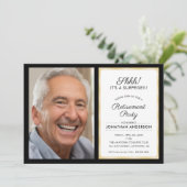 Foto Verrassing Pensioen Partij | Zwart en Goud Kaart (Staand voorkant)