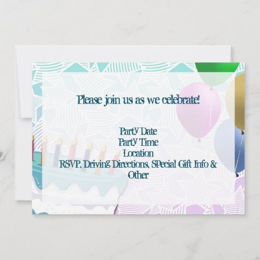 Foto Verrassingsfeestuitnodigingen, Blauw en Wit Kaart (Achterkant)