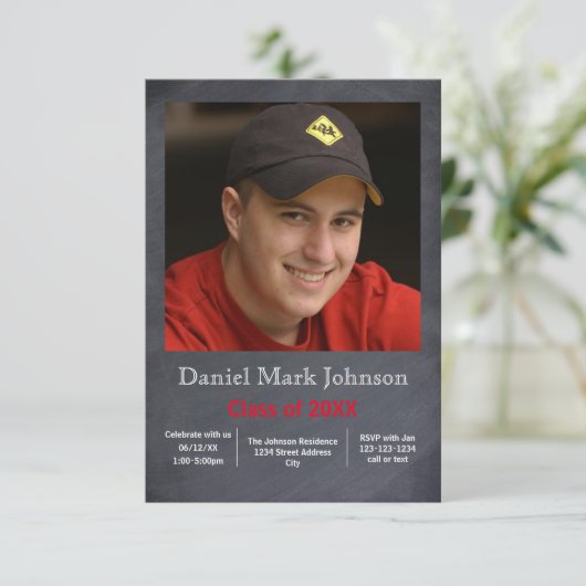 Foto verticaal - 3x5 Afstuderen aankondiging (Staand voorkant)