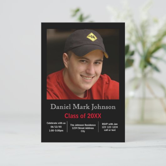 Foto verticaal - 3x5 Afstuderen aankondiging (Staand voorkant)