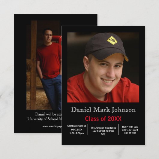 Foto verticaal - 3x5 Afstuderen aankondiging (Voorkant / Achterkant)