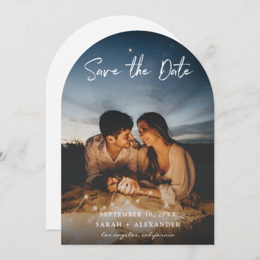 Foto - Verticaal handschrift Opslaan van de datum Kaart (Voorkant / Achterkant)