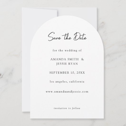 Foto - Verticaal handschrift Save the Date 3 Arc Kaart (Achterkant)