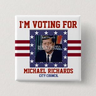 Foto vervangen Campagne Sjabloon Square Vierkante Button 5,1 Cm