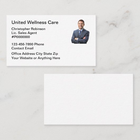 Foto Verzekeringsagent Visitekaartjes (Voorkant / Achterkant)