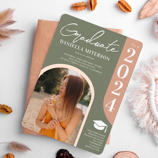 Foto vet 2023 booggroen roze afstuderen kaart