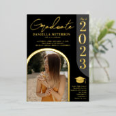 Foto vet 2023 boogzwart afstuderen folie uitnodiging (Staand Voorkant)