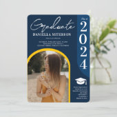 Foto vet 2024 boog donkerblauw afstuderen kaart (Staand voorkant)