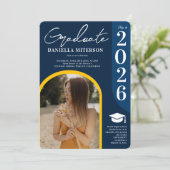 Foto vet 2024 boog donkerblauw afstuderen kaart (Staand voorkant)
