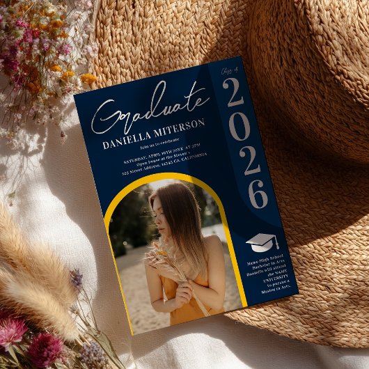 Foto vet 2024 boog donkerblauw afstuderen kaart