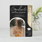 Foto vet 2024 gouden boog zwart afstuderen kaart (Staand voorkant)