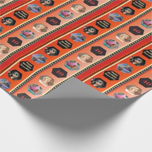 Foto Vet Boheems Sinaasappel Zwart Verloop Verjaar Cadeaupapier (Hoek)