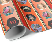 Foto Vet Boheems Sinaasappel Zwart Verloop Verjaar Cadeaupapier (Rol Hoek)