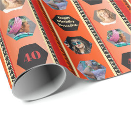 Foto Vet Boheems Sinaasappel Zwart Verloop Verjaar Cadeaupapier