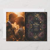 Foto Victoriaans Gotisch Bloemen Lijst Bruiloft Save The Date (Voorkant)