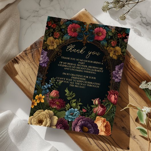 Foto Victoriaans Gotisch  Bloemenbruids Bedankkaart