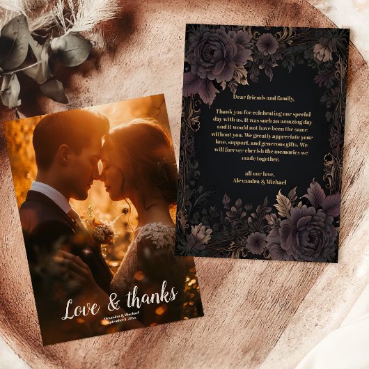 Foto Victoriaans Royal Gothic bruiloft Bedankkaart