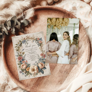 Foto Victoriaans Tuin Bloemen Bruidsdouche Bedankkaart