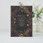 Foto Victoriaanse gotische bloemrijke lijst bruids Bedankkaart (Staand voorkant)