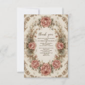 Foto Victoriaanse Koninklijke Elegante Bruidsborre Bedankkaart (Voorkant)