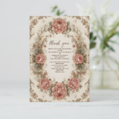 Foto Victoriaanse Koninklijke Elegante Bruidsborre Bedankkaart (Staand voorkant)