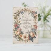 Foto Victoriaanse Vintage Tuin Bloemrijke Bruids S Bedankkaart (Staand voorkant)