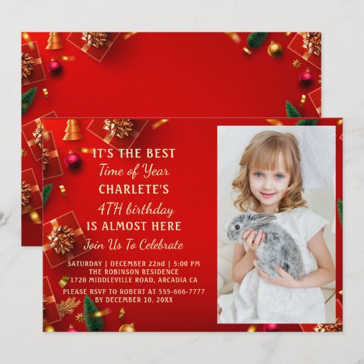 Foto vierde kerstfeest kaart (Voorkant / Achterkant)