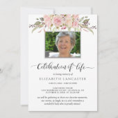 Foto: Viering van het leven, Floral Funeral Invite Kaart (Voorkant)