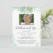 Foto viering van het leven, groen Uitvaart Kaart (Staand voorkant)