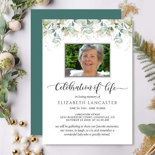 Foto viering van het leven, groen Uitvaart Kaart