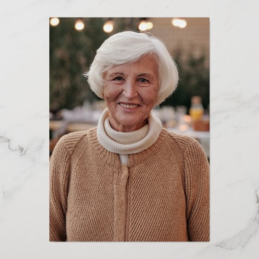 Foto Viering van het Leven RoseGold Folie Invitati Folie Uitnodiging (Achterkant)