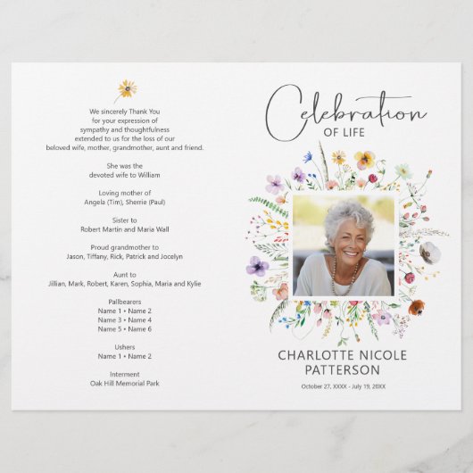 Foto Viering van Life Begrafenisprogramma Flyer (Voorkant)