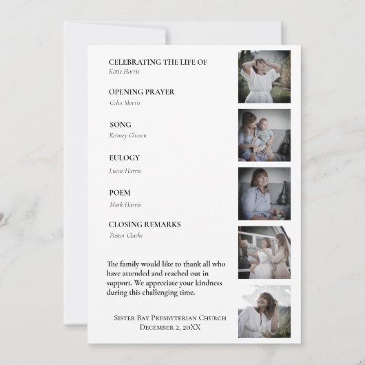 Foto Viering van Life Begrafenisprogramma Kaart (Achterkant)