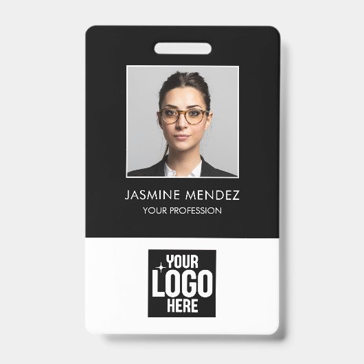 Foto Vierkant Logo Personeels QR-code Barcode ID Badge (Voorzijde)