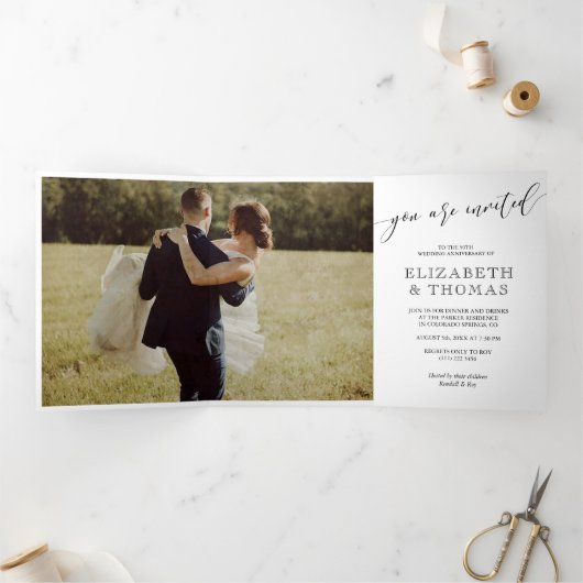 Foto vijftigste huwelijksverjaardag drieluik uitnodiging (Binnen)