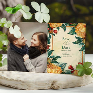 Foto Vintage Bloemige Art Nouveau Bruiloft Save The Date