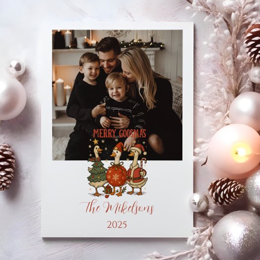 Foto Vintage Gans Kerstmis Feestdagenkaart