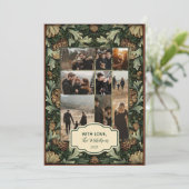 Foto Vintage Green Pinecone Botanische Kerst Feestdagenkaart (Staand voorkant)